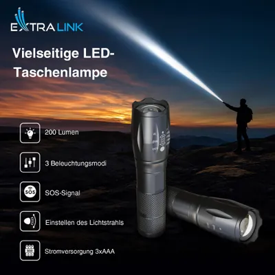 Produktbild von Extralink efl-1008 freya | led taschenlampe | batterie, 10w, 200lm
