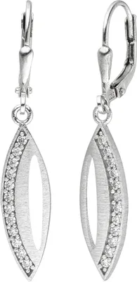 Produktbild von Ohrhänger aus 925 Silber spitzoval mit 24 Zirkonia weiß Ohrringe Halsschmuck