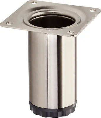Produktbild von Möbelfuß BRAVO Höhe 80 mm (+ 10 mm) Ø 40 mm Edelstahloptik höhenverstellbares Schrankbein aus Stahl Stützfuß belastbar bis 50 kg SOTECH