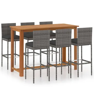 Produktbild von 7-tlg. Gartenbar-Set mit Kissen Grau