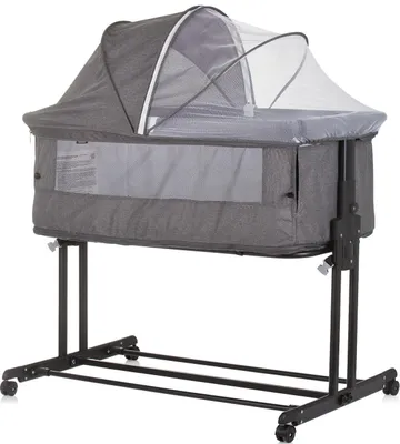 Produktbild von Chipolino Beistellbett 2 in 1 Zen Laufstall Moskitonetz Matratze Räder Bremse grau