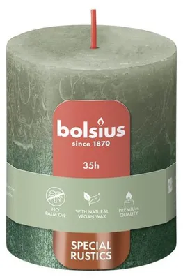 Immagine prodotto di Bolsius Fading Metallic Candela rustica 80/68 Verde oliva + Metallizzato (1 pezzo)