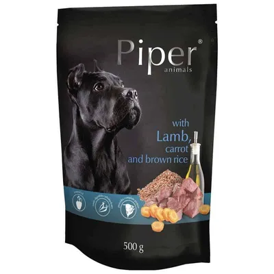 Obrázek produktu pro PIPER s jehněčím, mrkví a rýží, kapsička pro psy 500g