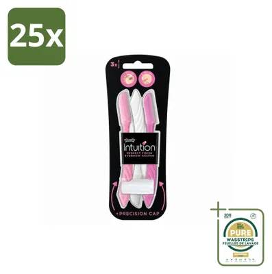 Productafbeelding van 25 x Wilkinson Intuition Perfect Finish wenkbrauwvormer - 3 mesjes - voordeelverpakking - 25 stuks