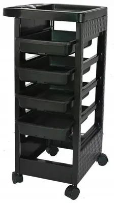Produktbild von Friseurwagen schwarz mit 4 Schubladen und mobilen Rollen