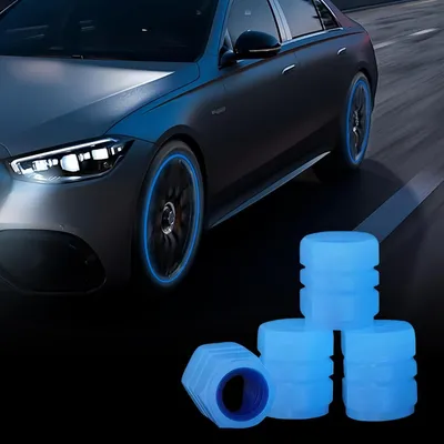 Produktbild von 4x Leuchtende Ventilkappen Auto Blau ABS Universell für Auto Motorrad Fahrrad