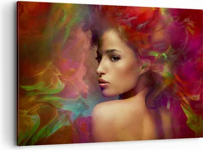 Produktbild von Bild auf Leinwand - Leinwandbild - frau gesicht - 100x70cm - Wand Bild - Wanddeko - Wandbilder - Leinwanddruck - Bilder - Kunstdruck - Wanddekoration - Leinwand bilder - Wandkunst - AA100x70-3735