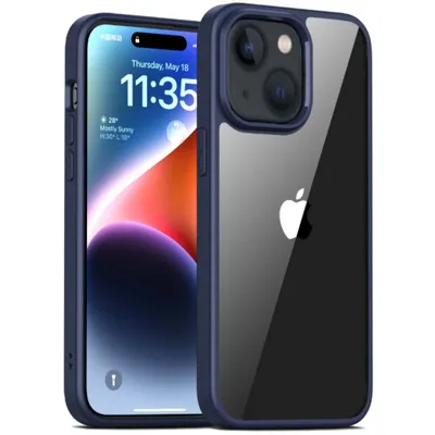 Image de Smartphonica Coque pour iPhone 14 avec
dos transparent étui rigide en TPU - Bleu