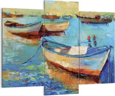 Produktbild von Bild auf Leinwand - Leinwandbild - 3 Teile - £ódŸ Hafen Bunt - 130x100cm - Wand Bild - Wanddeko - Wandbilder - Leinwanddruck - Bilder - Wanddekoration - Leinwand bilder - Wandbild - CB130x100-4160