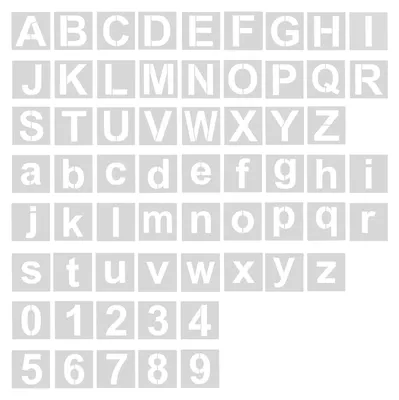Produktbild von Alphabet-Zahlenschablonen - 62 Stück - Zum Zeichnen und Basteln - 5 cm - Kunststoff - Waschbar und wiederverwendbar