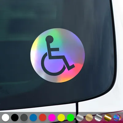 Produktbild von PantherPixel Rollstuhlfahrer Aufkleber Behindert Hinweis Rollstuhl Sticker Auto Geschenkidee Farbe Oilslick-Hologramm