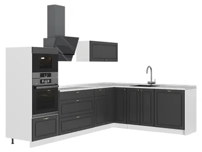 Produktbild von Eckküche Vicco Fame-Line Anthrazit-Gold Landhaus/Weiß 287 x 207 cm, AP Marmor, Model 63523
