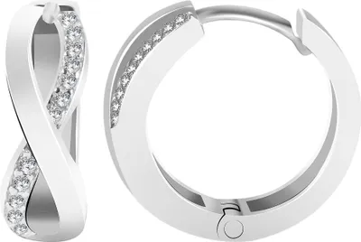 Produktbild von 925/- Echt Silber Klapp-Creolen "Alelia", Infinity, Zirkoniabesatz, 925/rhodiniert