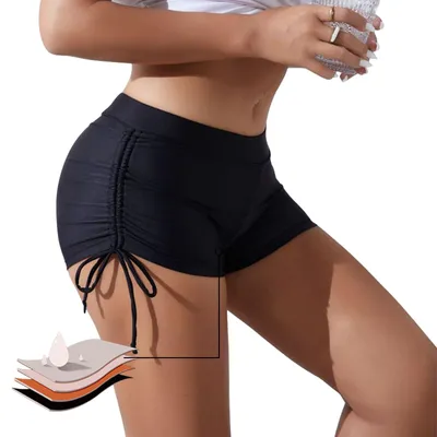 Productafbeelding van Menstruatiebroek Lekvrij - Sportief Ondergoed - Zwemondergoed Dames - Badmode Voor Vrouwen - Tieners/Meisjes - Zwart