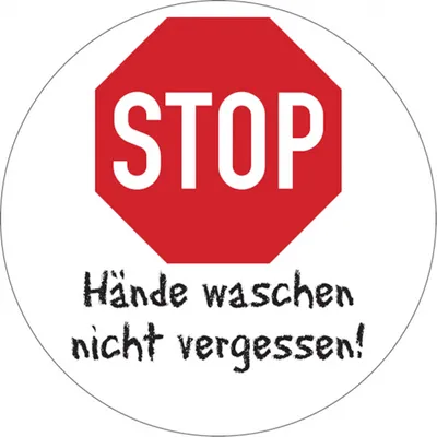 Produktbild von Dreifke® Aufkleber Hygieneschild, STOP Hände waschen nicht vergessen (Handsch...
