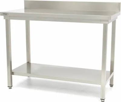 Produktbild von Maxima - Gastro Edelstahltisch - 200 x 60 cm - Einstellbare Höhe - mit Backsplash und Lagerregal