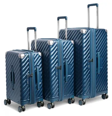 Zdjęcie produktu dla Zestaw walizek CarryOn Trunk, 3-częściowy - Walizki z możliwością rozszerzenia - Zamek TSA - Niebieski
