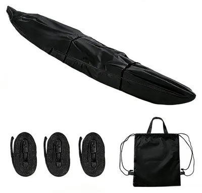 Immagine prodotto di Copertura completa per kayak, dimensioni 400 x 76 cm, colore nero, realizzata in poliestere 420D, impermeabile e resistente ai raggi UV