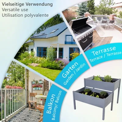 Produktbild von NYVI Hochbeet NYVIGreen mit 2 Abteilungen Grau - Gartenbeet mit Unkrautvlies - Perfekt für Pflanzen, Gemüse. Kräuter & Blumen - Wetterfest, Einfache Montage - Gemüsebeet Kräuterbeet Pflanzenbeet