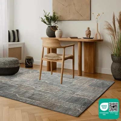 Produktbild von Teppich - Bunt - 160x230 cm - Geometrisches Muster - Allergikerfreundlich - Waschbar - Geeignet für Staubsaugerroboter - AVINO