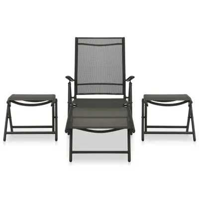 Immagine prodotto di Set da giardino 3 pezzi vidaXL in Textilene e alluminio, nero