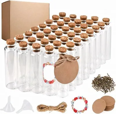 Productafbeelding van Famanu glazen flesjes set, 40 stuks - 20 ml, met kurken