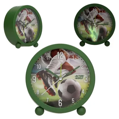 Zdjęcie produktu dla Dino World + Action 0413929, Kwarcowy budzik, Okrągły, Zielony, Wewnętrzna, Nastolatek, Chłopiec