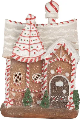 Immagine prodotto di Clayre & Eef Casa di pan di zenzero con LED 16x12x23 cm Plastica marrone