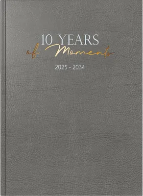 Image de rido/idé 7022404015 Calendrier 10 ans (2025-2034) "10 Years of Moments"| 1 page = 1 jour| A4| 416 pages| similicuir| gris