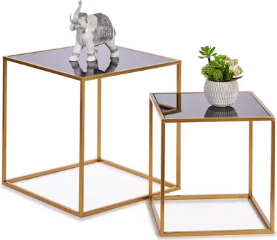 Image de LUVO table basse de salon, carrée, 2 pièces