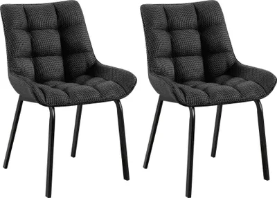 Produktbild von CLP 2er Set Esszimmerstuhl Saranda mit Rückenlehne und schwarzem Metallgestell titangrau Material Stoff