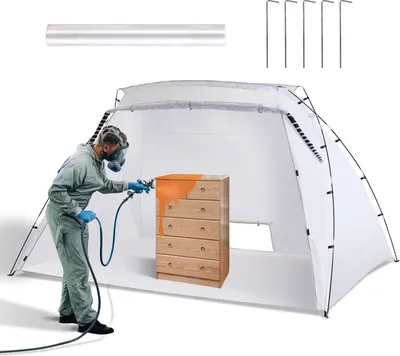 Produktbild von SucceBuy 10x7x6ft Tragbarer Lackierunterstand | Integrierter Boden und Maschensieb | Faltbare Pop-Up-Lackierkabine für Möbel und große Heimwerkerprojekte
