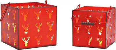 Produktbild von Laternen 2er Set Hirsch aus Metall Rot