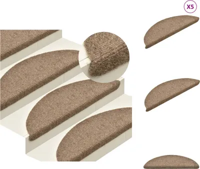 Obrázok produktu pre vidaXL Samolepiace rohože na schody 5 ks. Krémová 56x17x3cm Netkaná textília s dierkovaním - rohože na schody