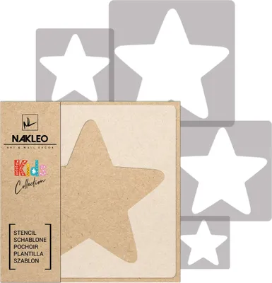 Produktbild von Schablonen Malen für Kinder, 5 Stück Set 9x9 cm bis 34x34 cm Stern Star, Wiederverwendbare Kunststoff für Kinderzimmer Malvorlage Raumdekoration
