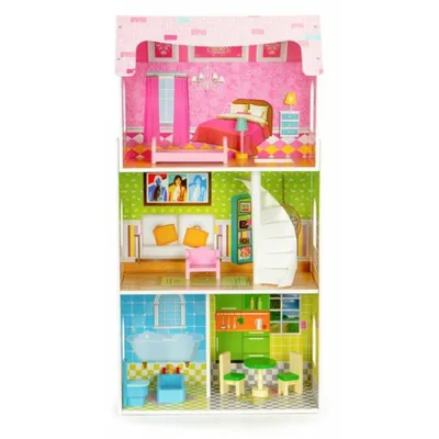 Produktbild von ECOTOYS Puppenhaus mit Möbel Mint Residenz
