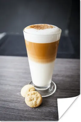Produktbild von MuchoWow® Poster Glas Latte Macchiato und Kekse 40x60 cm - Plakate für die Wand - Poster Babyzimmer