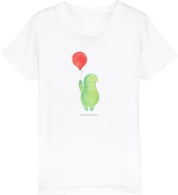 Produktbild von Mr. & Mrs. Panda Kleinkinder T-Shirt Schildkröte Luftballon 5-6 Jahre (110/116) - Weiß - Geschenk, Öko Kinder, Teenager, Jahrmarkt, Motivationsspruch, Ballon, Bio