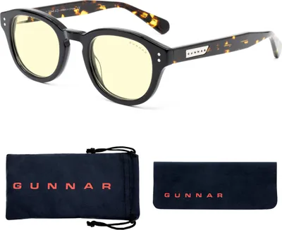 Produktbild von Gunnar Optiks Emery, Oval, Gaming, Schwarz, Gelb, Azetat, Breite Passform, Bernstein