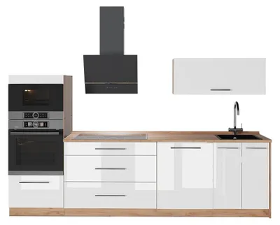 Obrázek produktu pro Kuchyňský kout Vicco Fame-Line Bílá vysoký lesk/Zlatý mocný dub 280 cm, PD Dub, Model 64700