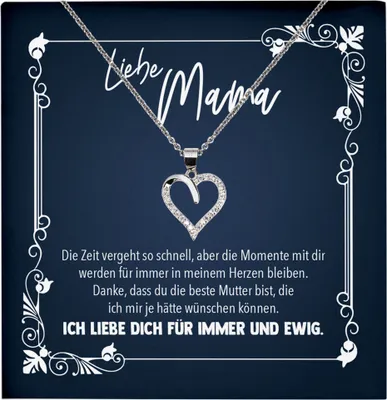 Produktbild von 22Feels Echt Silber Halskette - Liebe Mama Geschenk Geburtstag Muttertag Mutter Schmuck Set für Frauen - Herz Anhänger, Karte