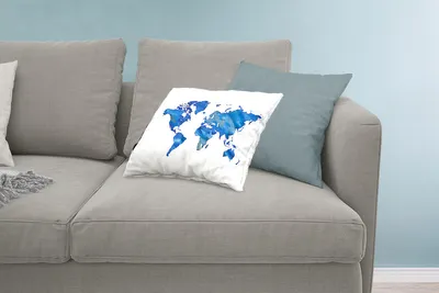 Produktbild von MuchoWow® Zierkissen Sofakissen Wohnzimmer Dekokissen 60x40 cm Weltkarte - Aquarell - Minimalismus - Kopfkissen - Polster mit Foto