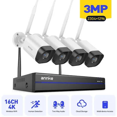 Obrázek produktu pro Bezdrátový systém kamerového dohledu - Bezpečnostní kamera - IP kamera - Wi-Fi kamera - 4 kamery - 4TB pevný disk