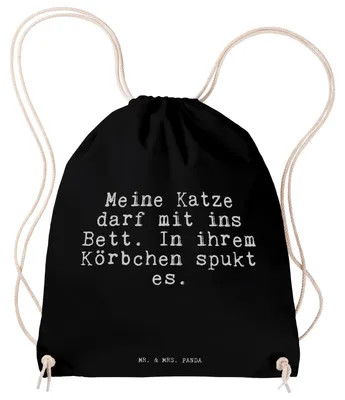 Produktbild von Mr. & Mrs. Panda gymnastiktasche Meine Katze darf mit... - Schwarz - Geschenk, wander rucksack, Liebe, Turnbeutel, Kater, Beutel, Sprüche, gym tasche, Herrchen, Frauchen