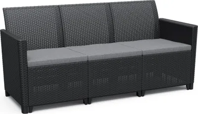 Immagine prodotto di Divano da giardino in rattan a tre posti Allibert CLAIRE 3 SEATERS SOFA graphite