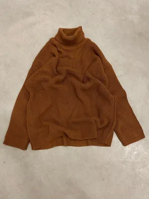 Produktbild von Männer Pullover mit Rollkragen, Drop Shoulder Oversize Fit Herren M Braun