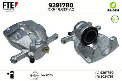 Produktbild von FTE Bremssattel Vorne Links passend für MERCEDES-BENZ CITAN Kasten (415) Ø54mm Grau 9291780