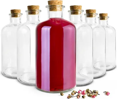 Immagine prodotto di 6 bottiglie in vetro da 500 ml con tappo in sughero Bottiglia per olio Bottiglia per liquore Bottiglia per aceto o contenitore per la conservazione