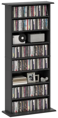 Immagine prodotto di Libreria Porta CD e DVD 58x24x124,5 cm con 6 Ripiani Regolabili Nero