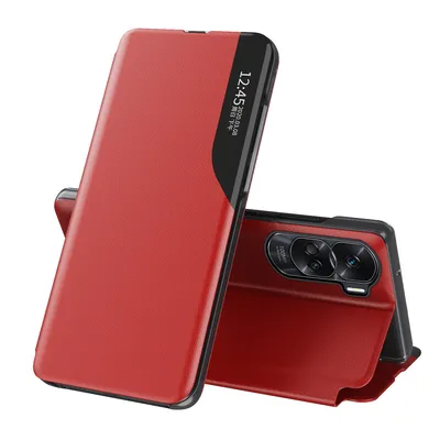 Obrázek produktu pro Flipové pouzdro pro Honor 90 Lite 5G,Polyuretankůže pouzdro s okénkem a funkcí stojánku červené